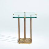 Peter Ghyczy t18 bronze cut glass sidetable, brutalist classic