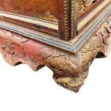 Large antique chest / bed end in solid exotic mahogany wood. 19th century