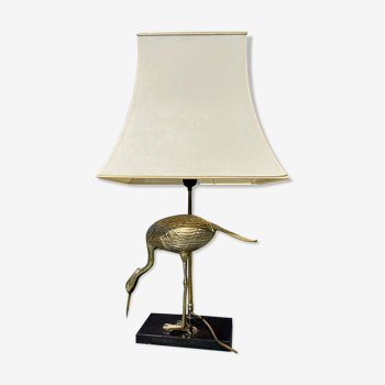 Lampe vintage héron en laiton design 70