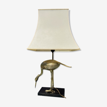 Vintage heron lamp in brass design 70