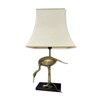 Vintage heron lamp in brass design 70