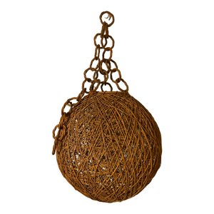 Suspension boule rotin