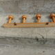 Bamboo style wooden coat holder 40s, 4 hooks