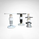 Hand crafted side tables of ceramic and marble in memphis style by casalto