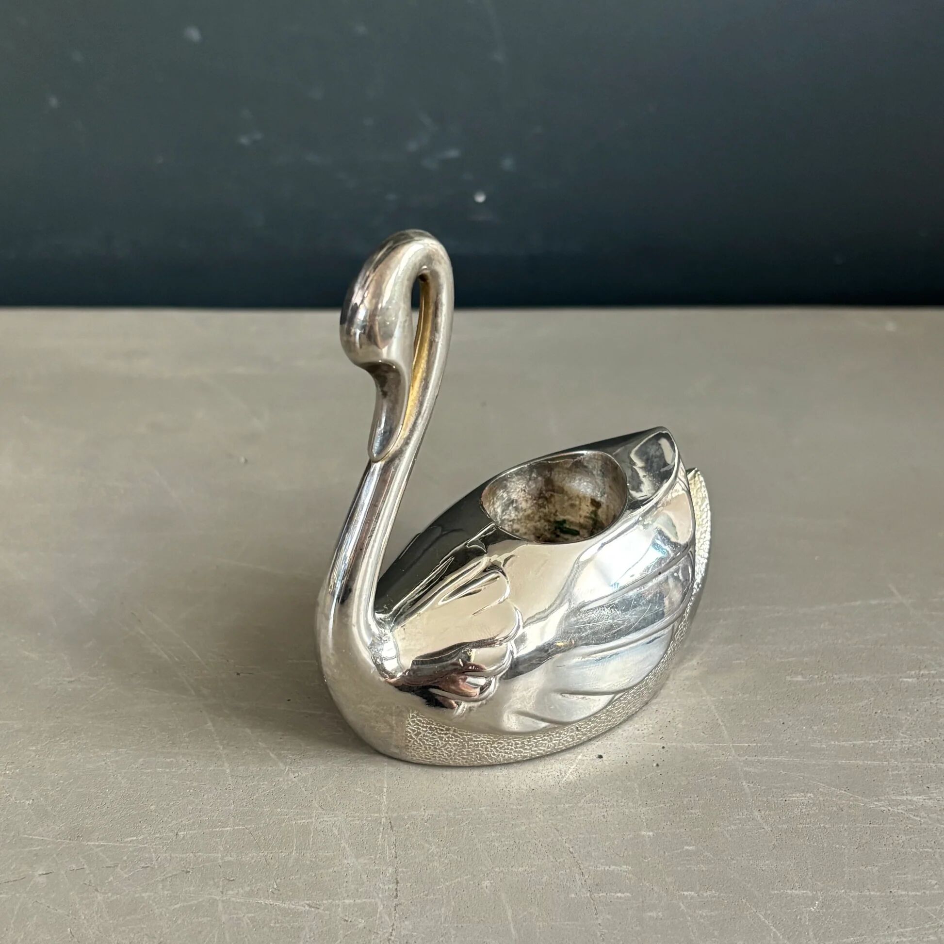 Set of 6 silver-plated swan candle holders