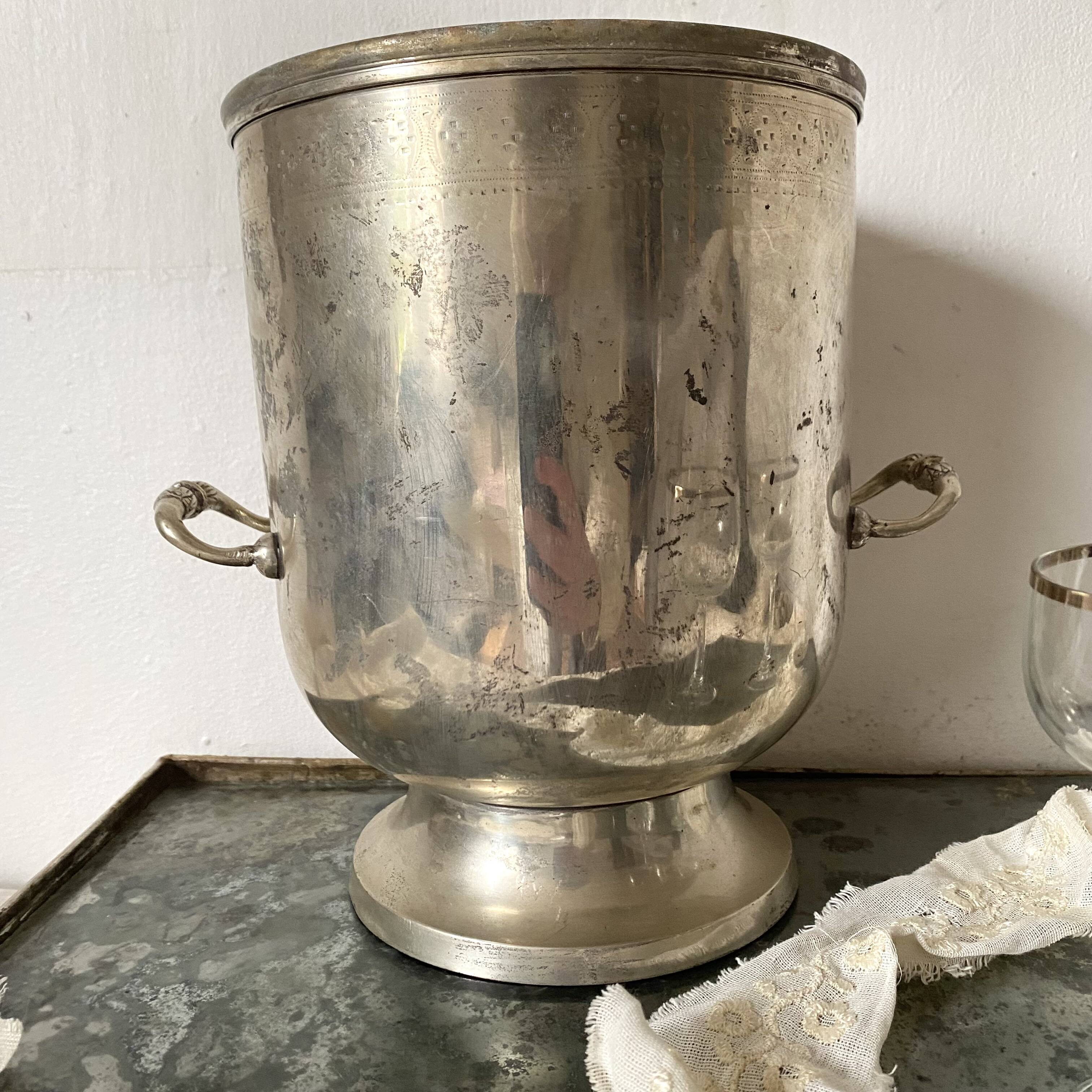 Patinated silver champagne bucket