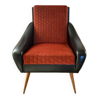Faux and velvet armchair