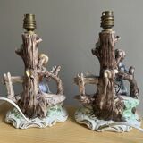 Pair Italian porcelain table lamps by Capodimonte