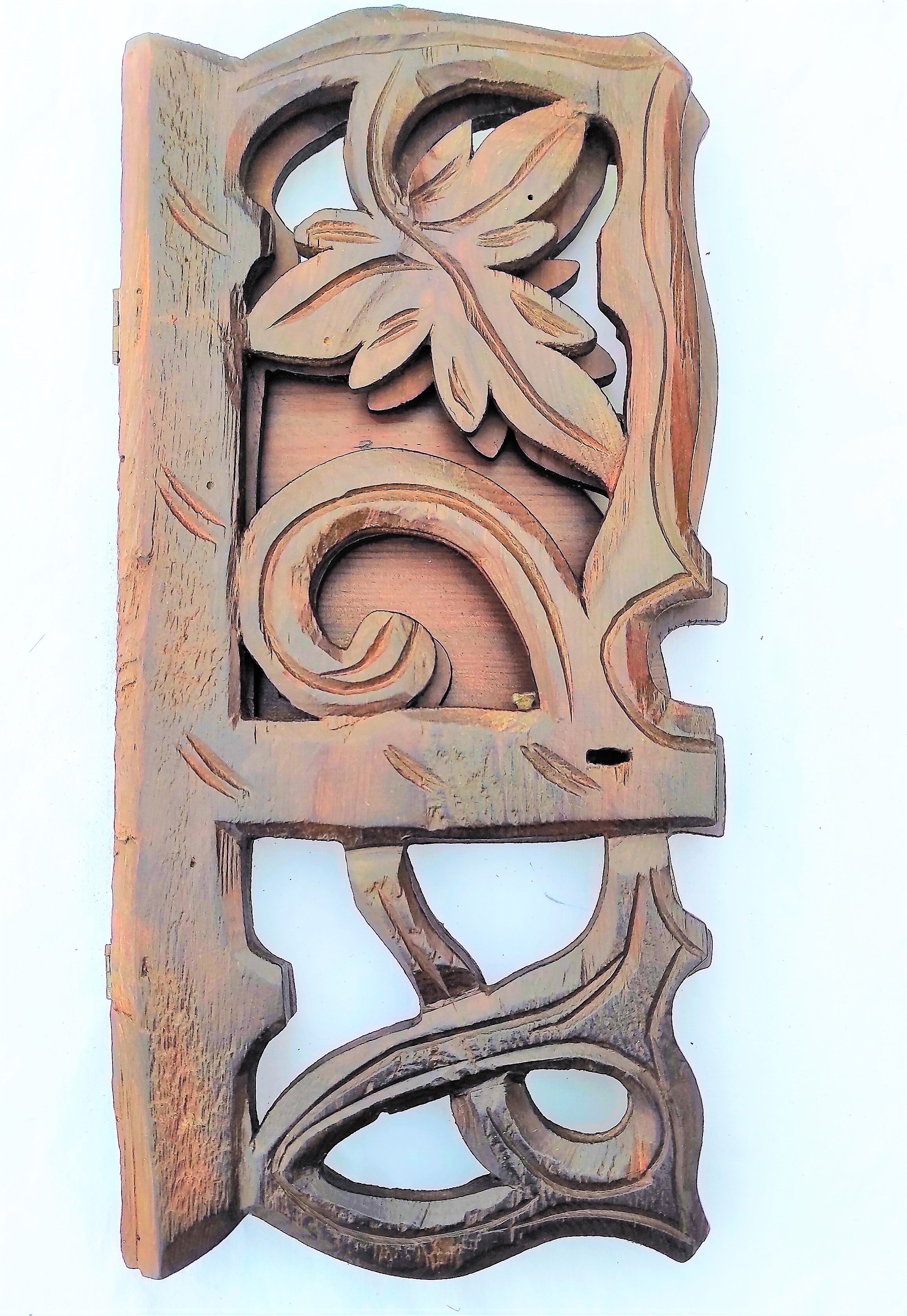 Old wooden corner mural shelf early 20th century