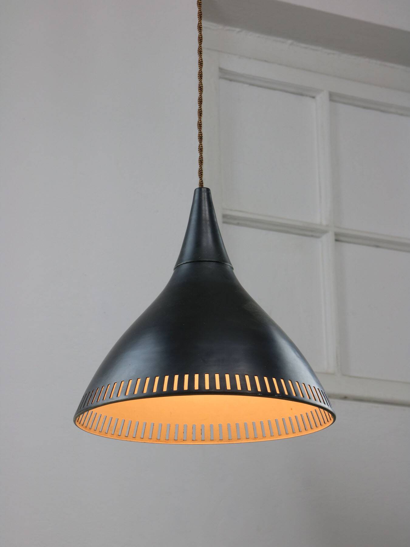 Vintage Italian Black Metal Pendant Lamp