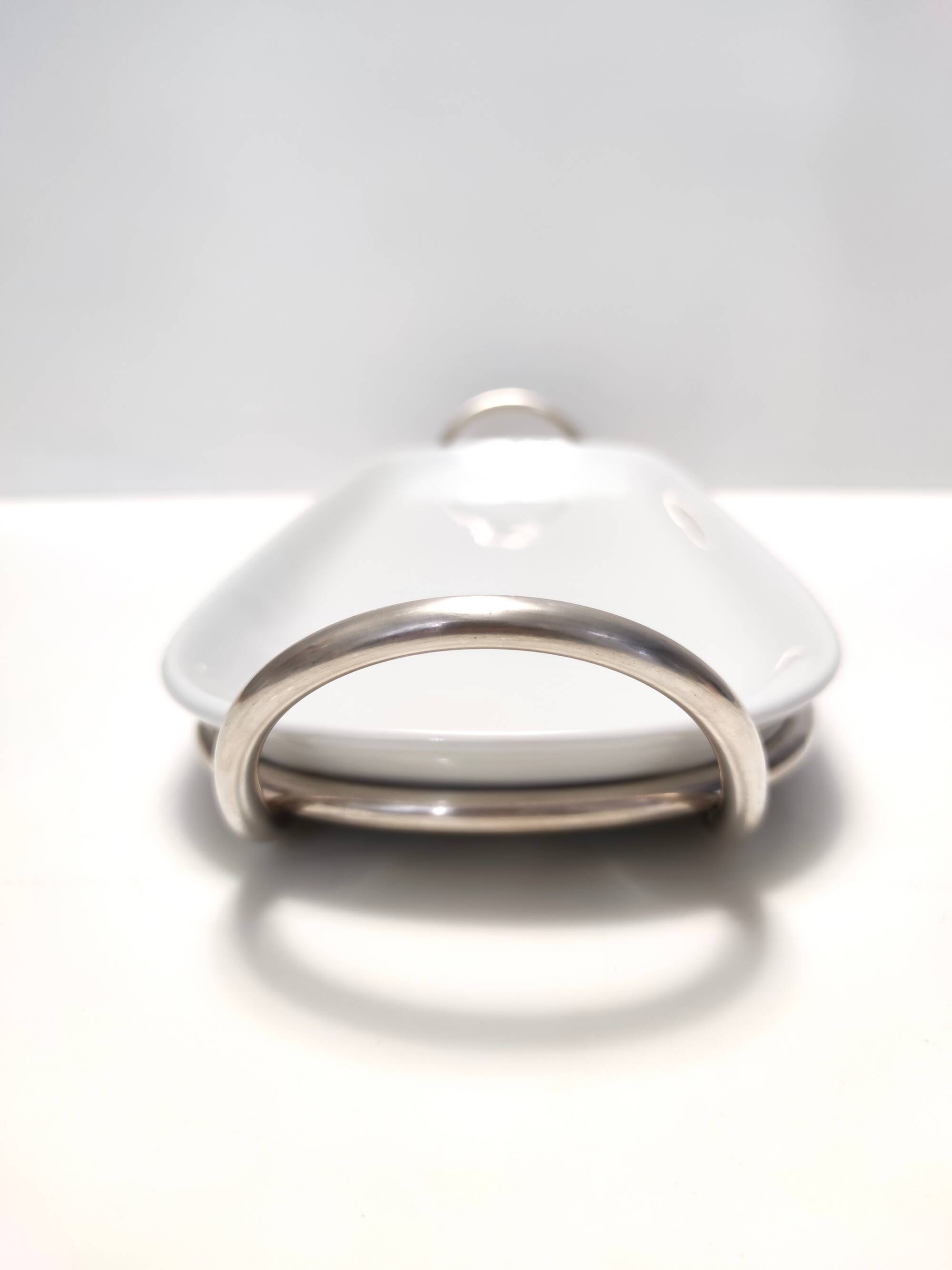 Postmodern Sabattini Sheffield Plated Metal and Ceramic Serving Plate, Italy