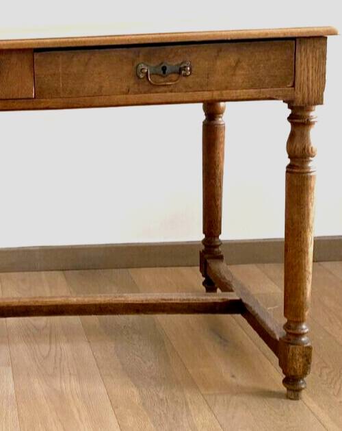 Louis XVI style flat desk in solid oak 19th century