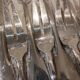 12 snail forks silver plated metal goldsmith Francia uni-flat
