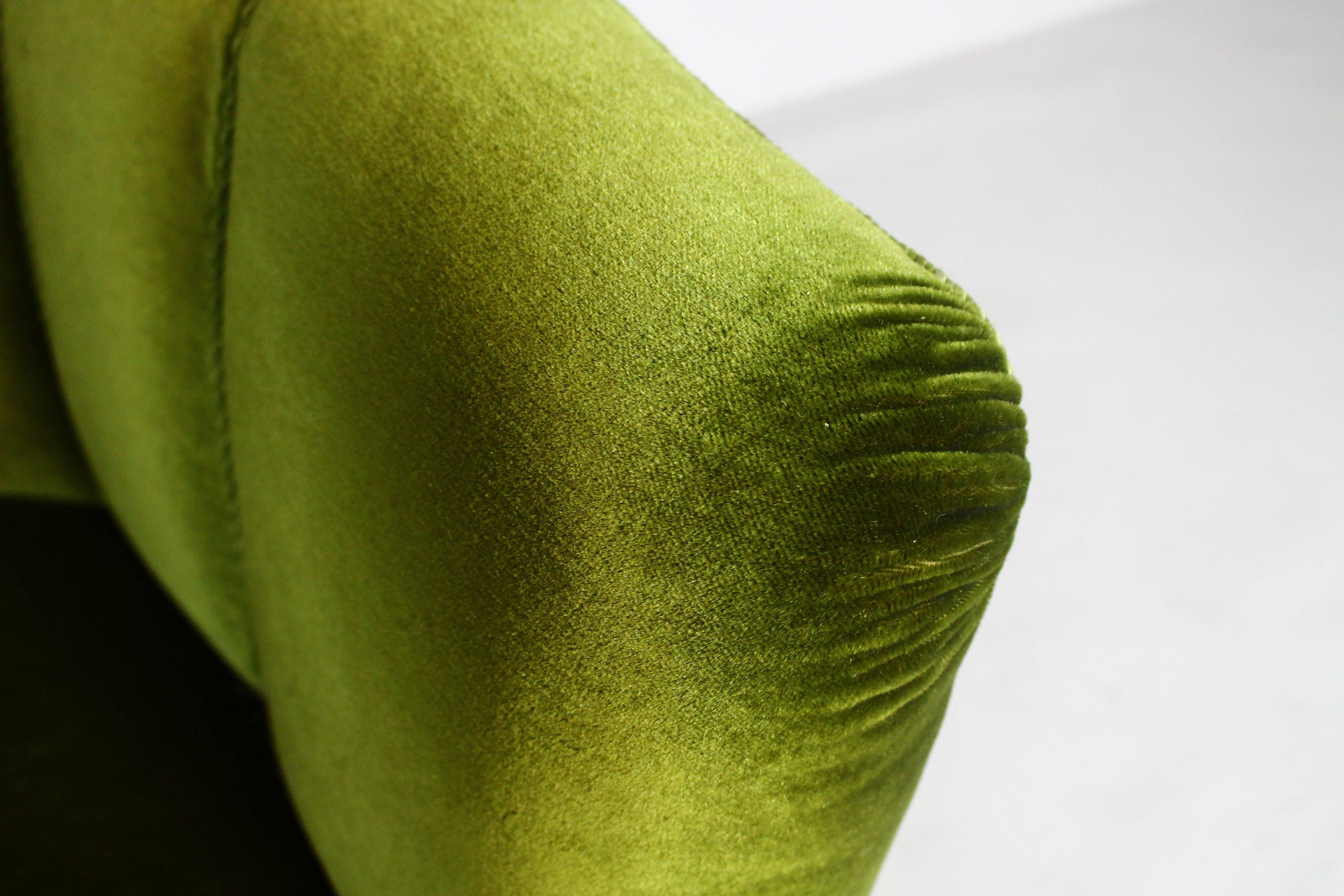 1940s art deco green velvet banana sofa, Denmark