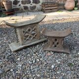 2 African carved wooden stools