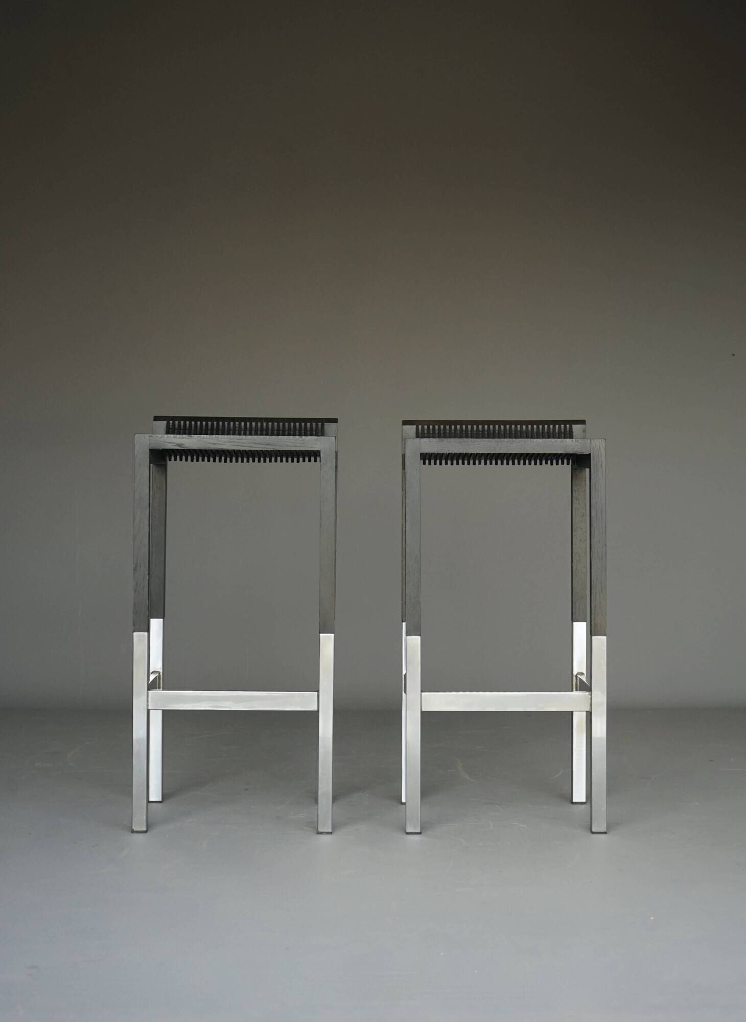 Minimalist Bar Stools by Ruud Jan Kokke, 1980s. Set of 2