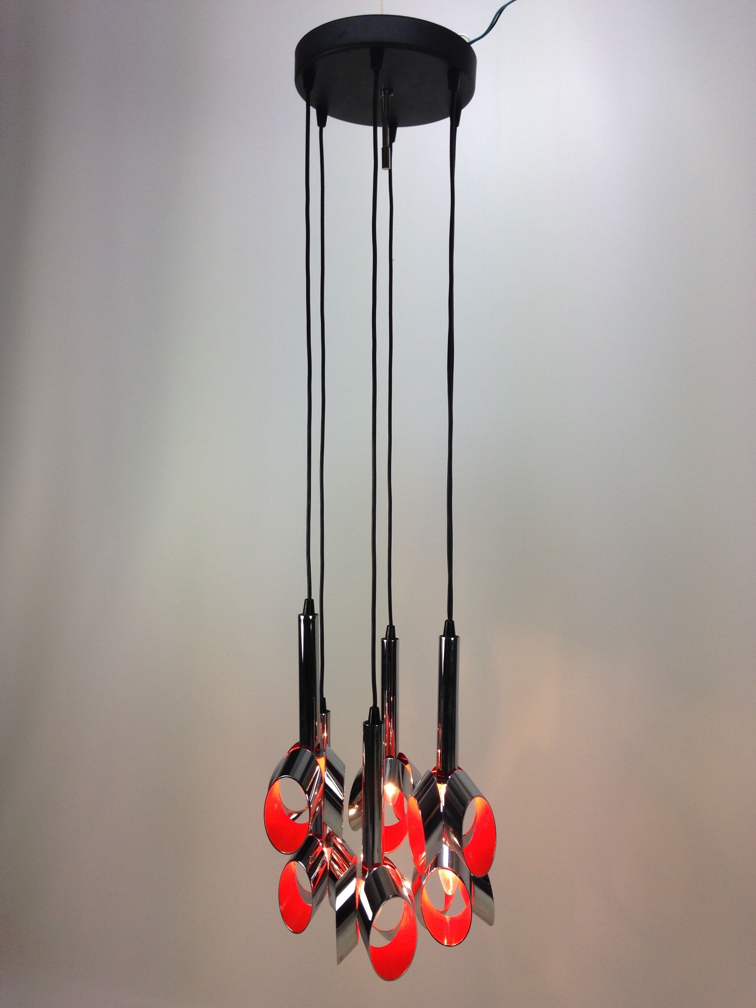 Chromed Metal Ceiling Lamp by RAAK, Amsterdam, 1960's