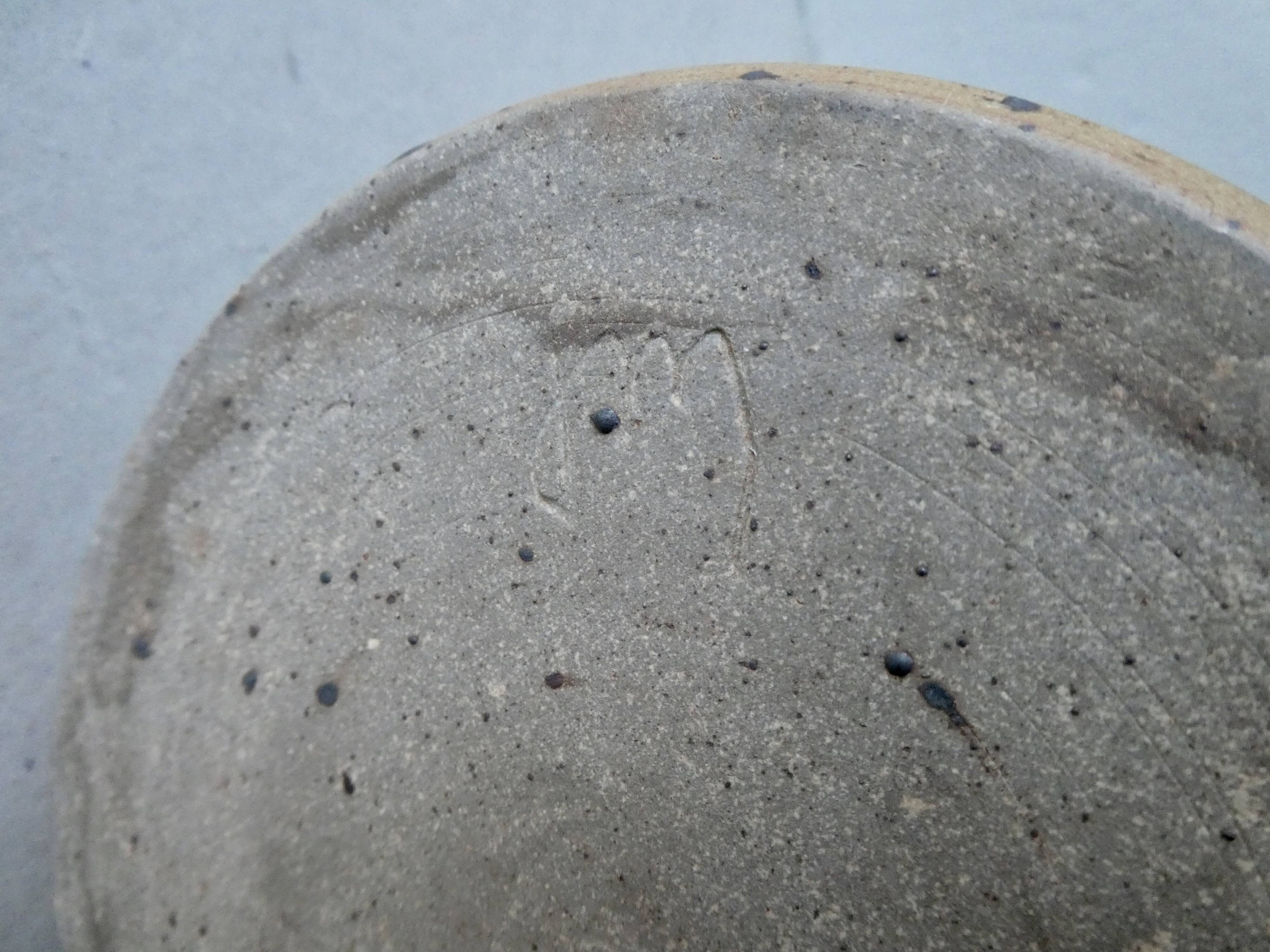 Sandstone pitcher, signed, 70-80s