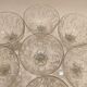 9 Clichy crystal champagne glasses, 19th century