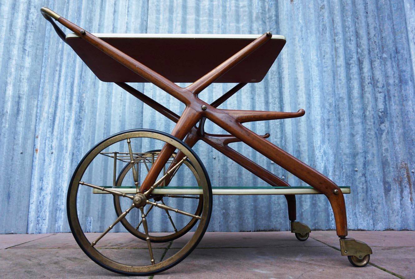 Mid-century bar cart/service cart by Cesare Lacca, 1950s.
