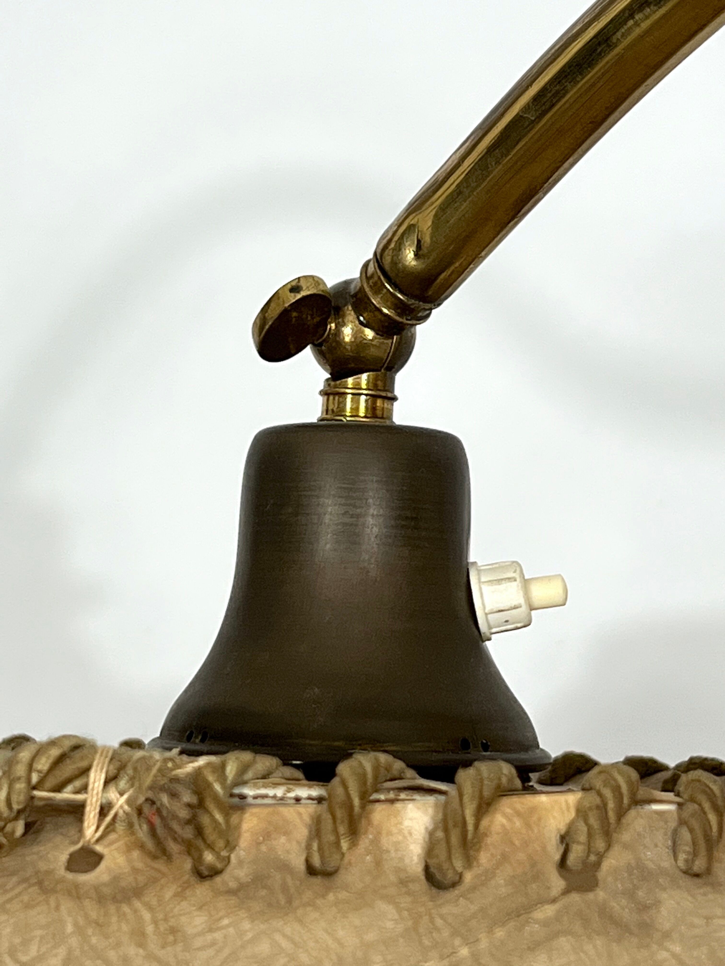 Arredoluce Monza, vintage brass and leather floor lamp. 40s