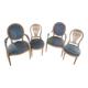 Lot de 2 fauteuils et 4 chaises style Louis XVI dossier Mongolfière