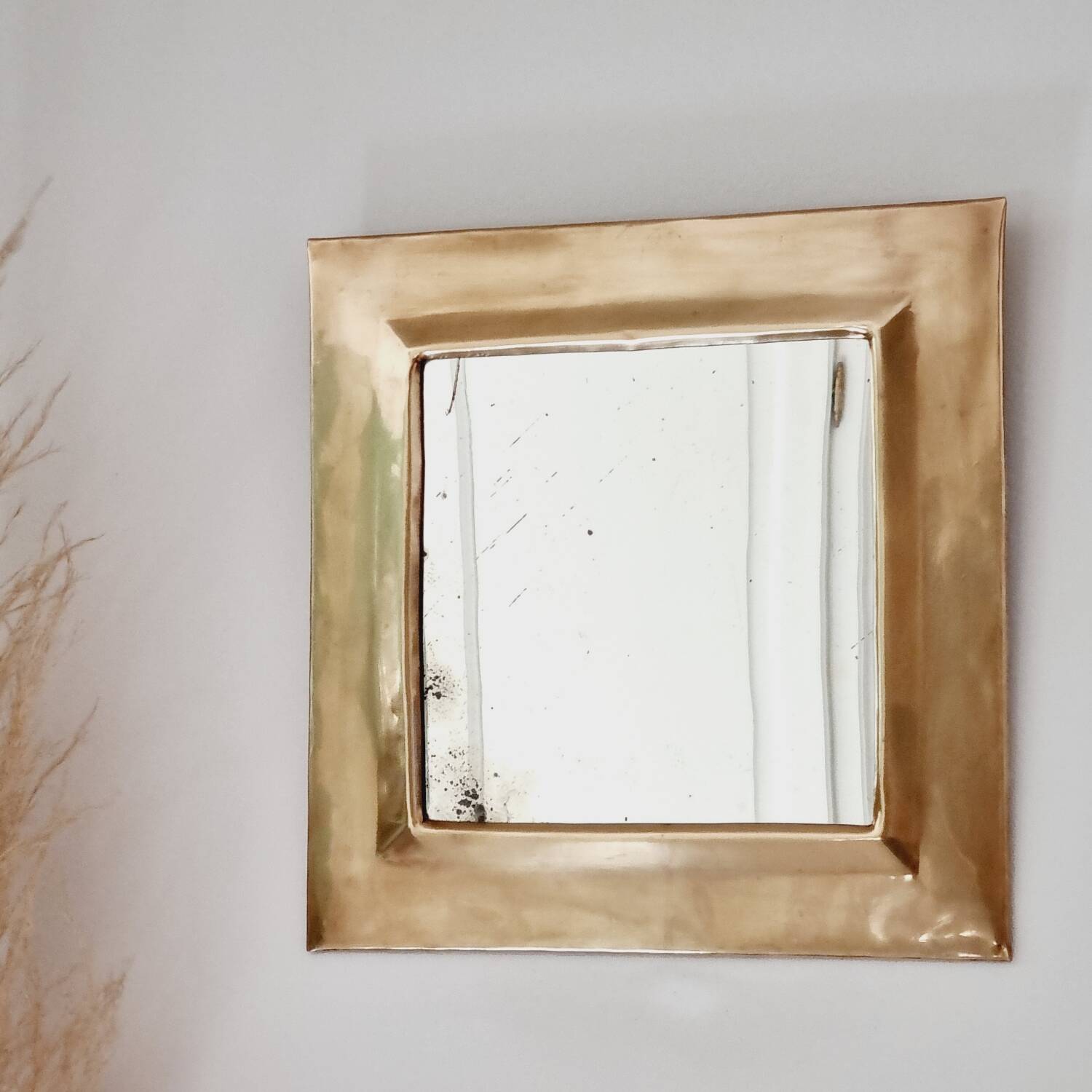 Square brass mirror