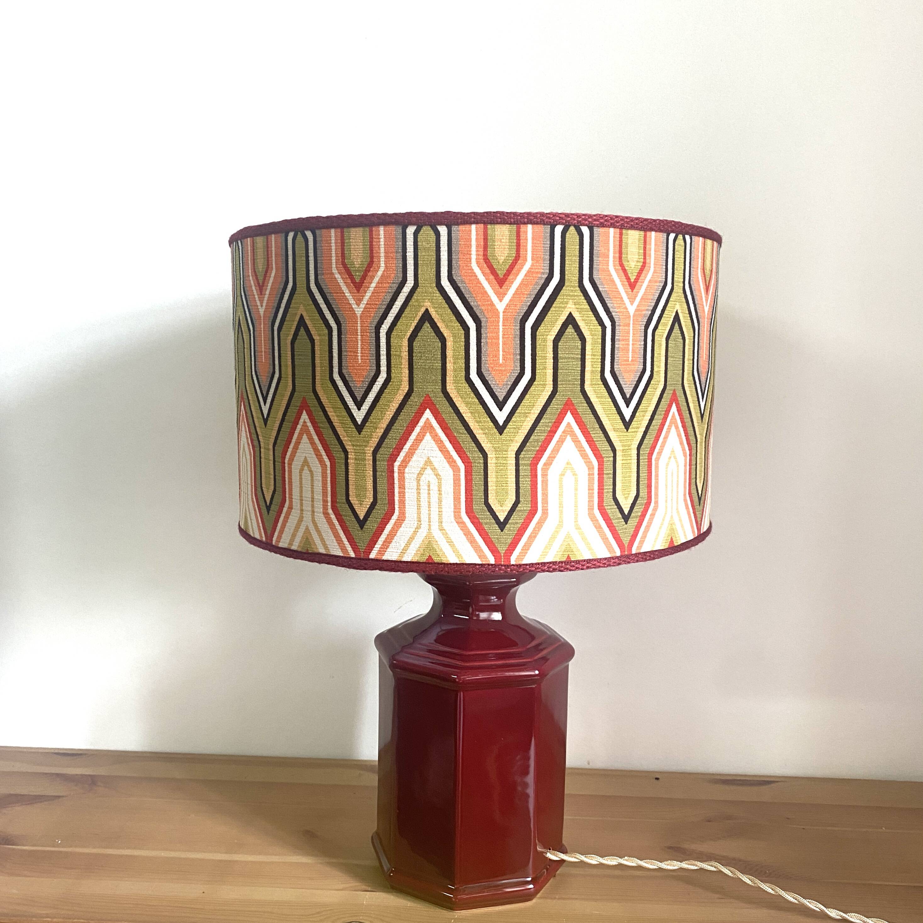 Upcycled vintage lamp - upcycling - Bordeaux ceramic