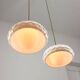 Mid-Century Italian Ceramic & Brass Pendant Lamps, Set of 2