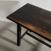 French Mid Century Black Wooden Ebonized Cabin Dining Set, 1950s