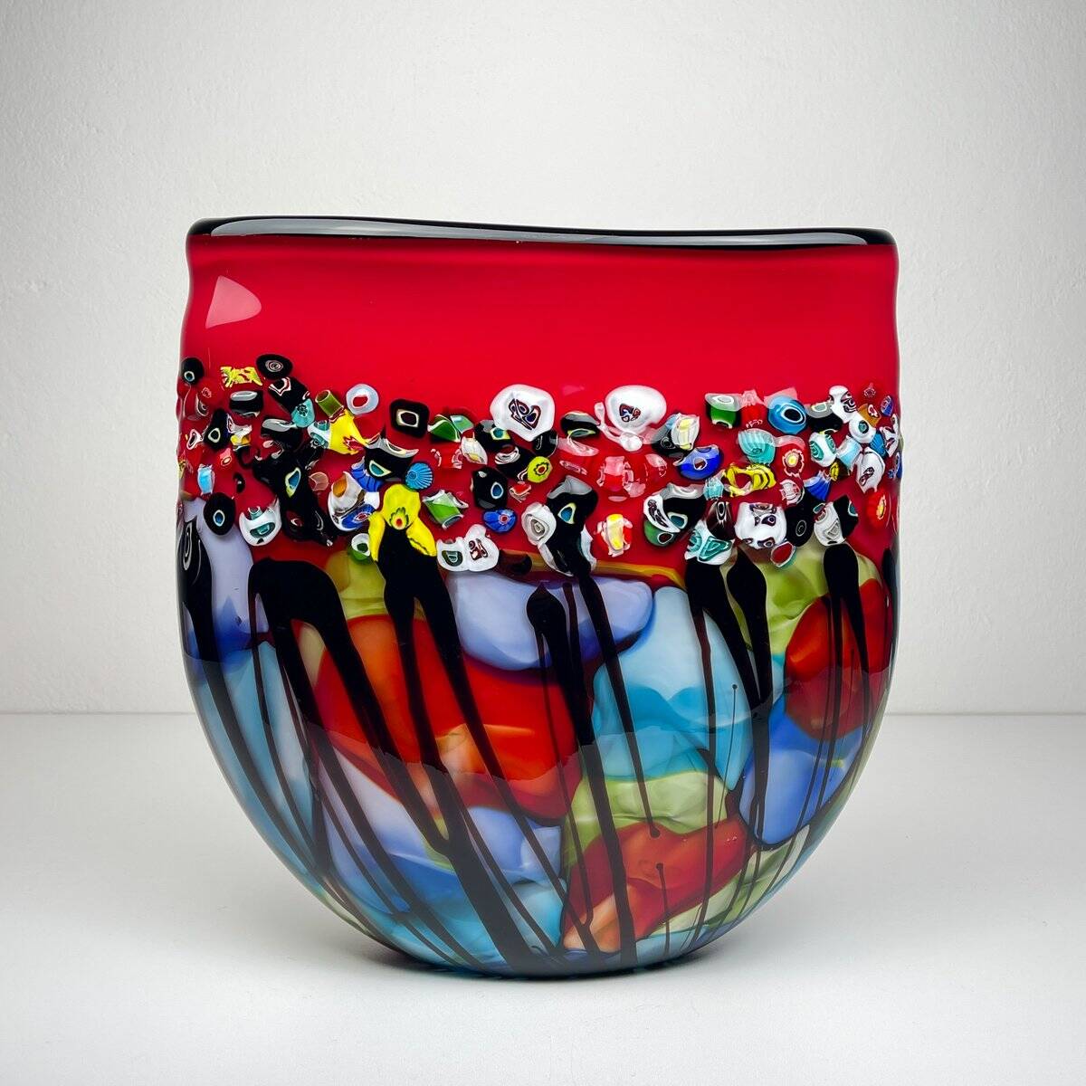 Vintage Murano Glass Vase Murrine, Italy, 1980s