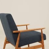 Scandinavian armchair in navy blue bouclé design by H. Lis