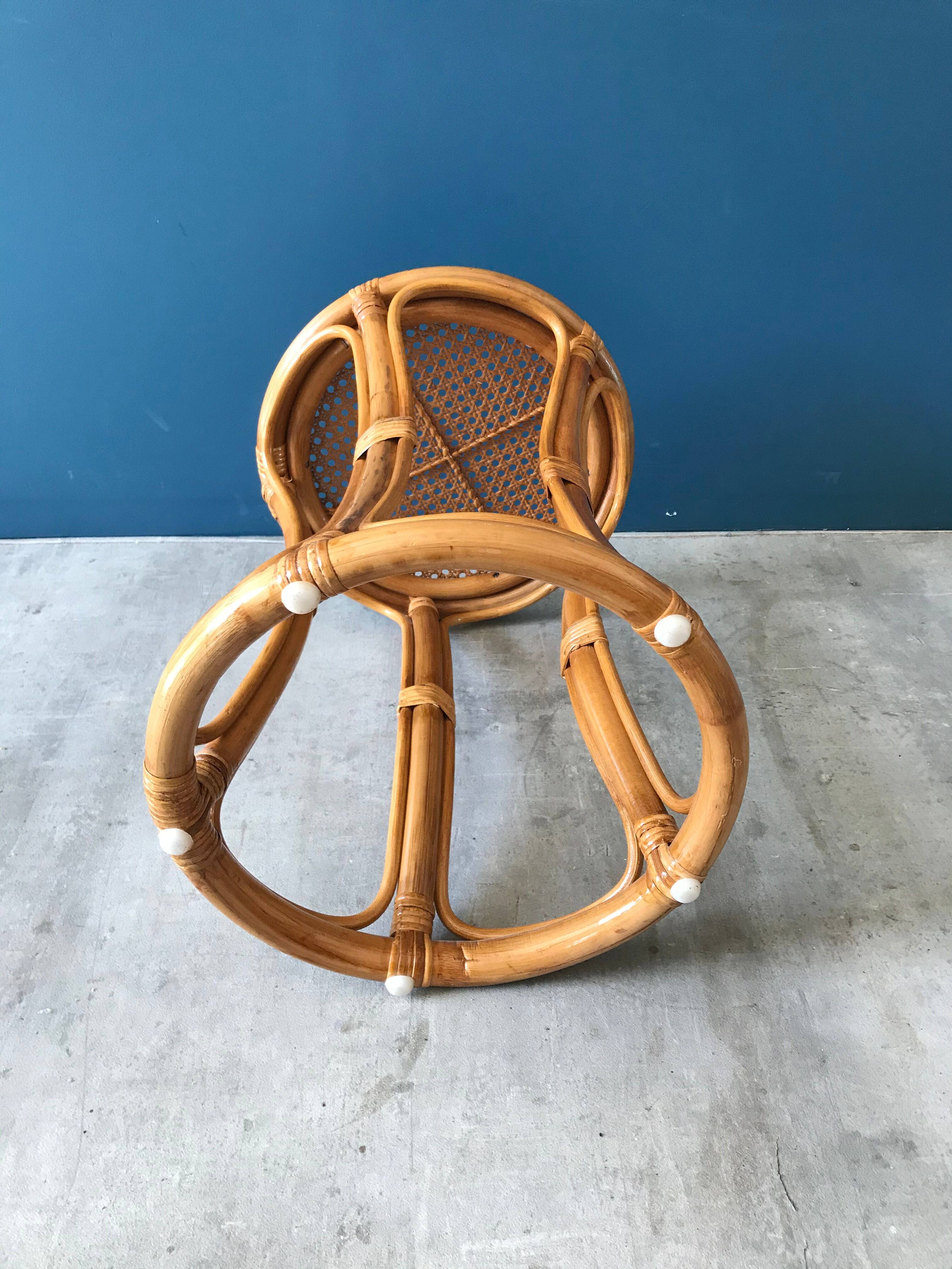 Rattan stool with caning