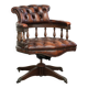 English cowhide Chesterfield swivel and tilt button seat office chair