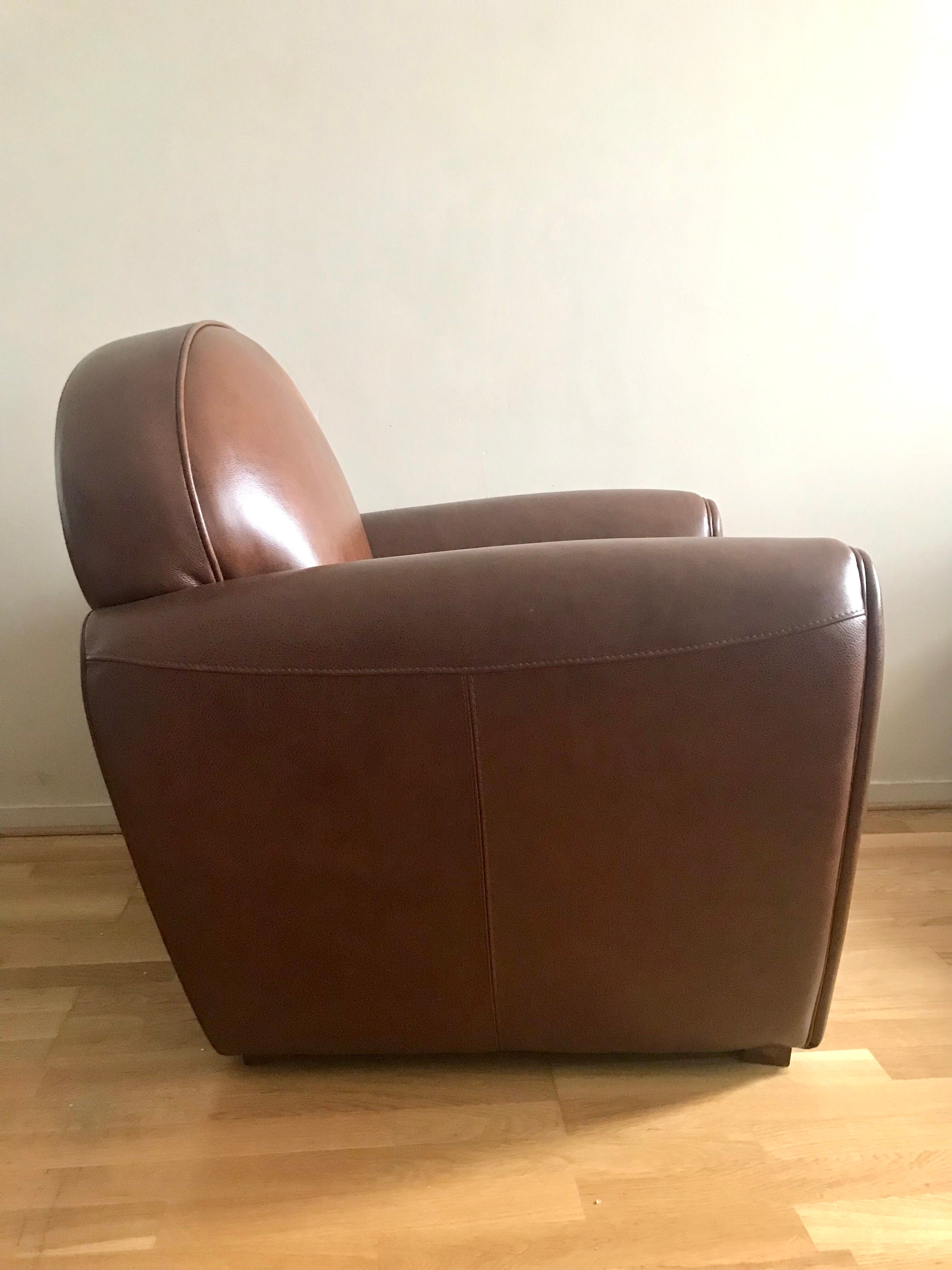 Full grain leather club armchair