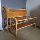 Louis Sognot vintage bamboo and rattan library - 1960s