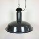 Large Industrial Grey Enamel Factory Lamp with Cast Iron Top, 1960s