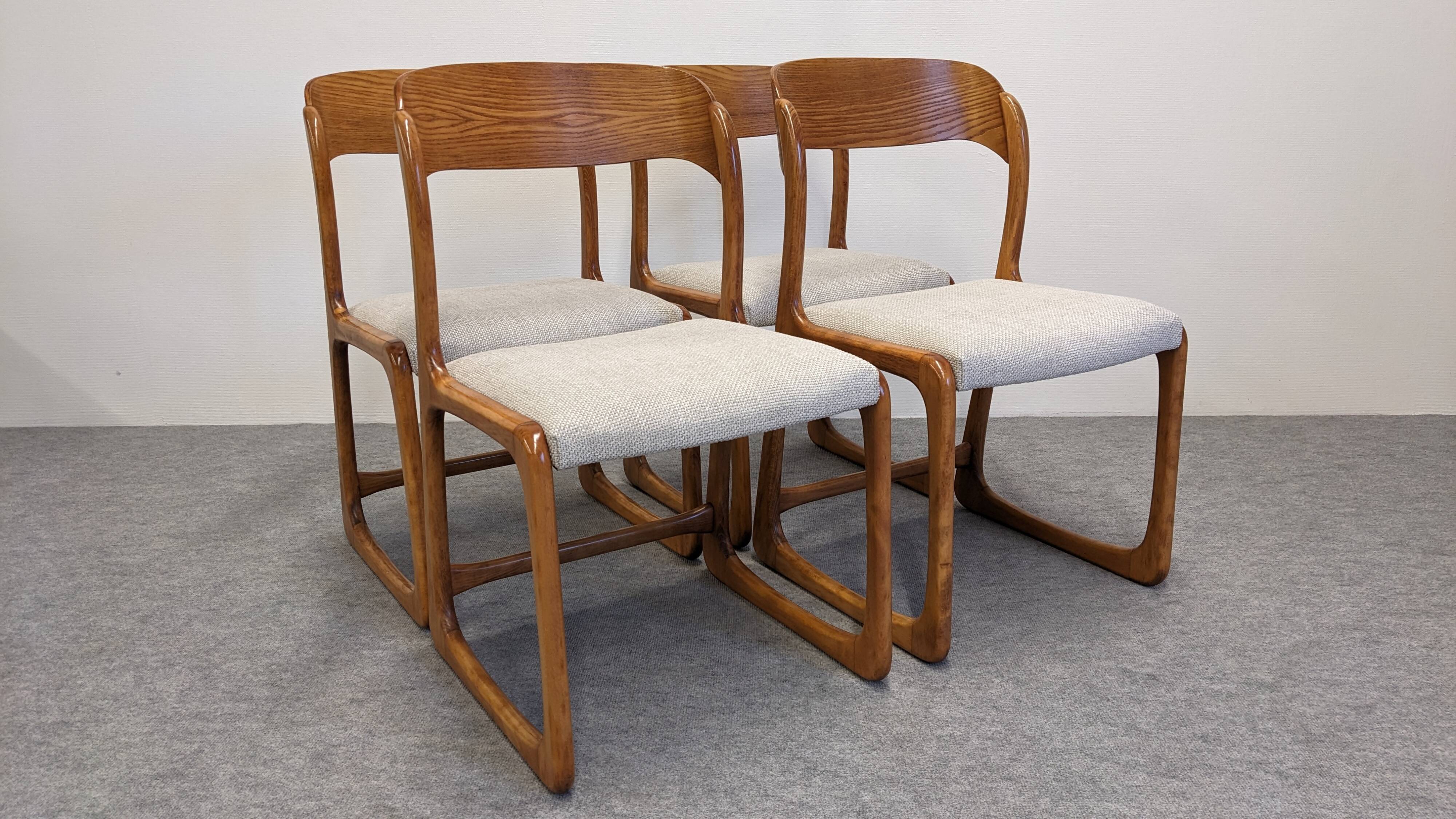 Set of 4 Baumann sled chairs, France circa 1970.