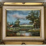 Tableau : huile sur toile représentant un paysage
