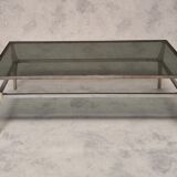 Italian coffee table metal & smoked glass ca 1970