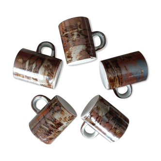 5 glazed stoneware espresso cups