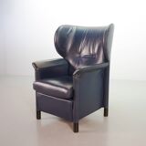 Wittmann Petrol Soft Leather Wing Chair Designed Model Aura  by Paolo Piva