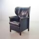 Wittmann Petrol Soft Leather Wing Chair Designed Model Aura  by Paolo Piva