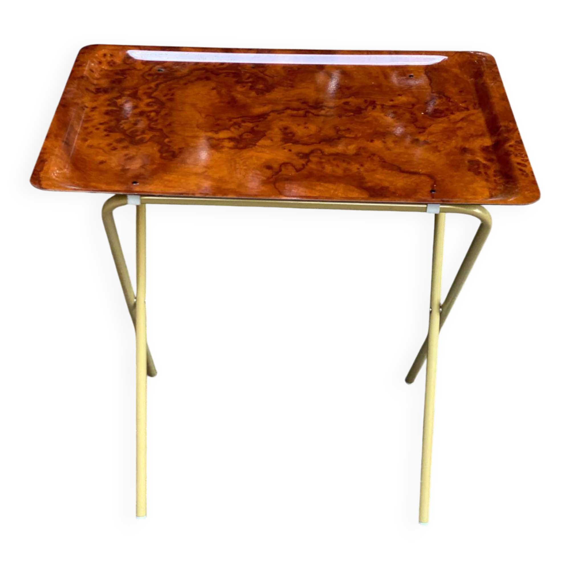 Scandinavian folding serving trolley in rosewood and gilded steel 1980