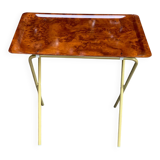 Scandinavian folding serving trolley in rosewood and gilded steel 1980