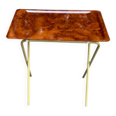 Desserte pliante scandinave en palissandre et acier doré, 1980