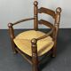Brutalist French low rush oak side armchair by Charles Dudouyt ca 1940s