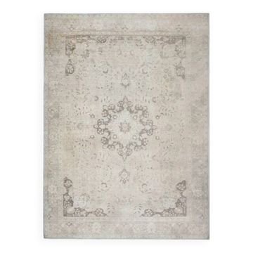 1960s Persian Handmade Wool Cotton Beige Oversized Area Rug 292x381