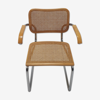Tubular frame and cane cantilever desk chair Marcel Breuer