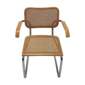 Tubular frame and cane cantilever desk chair Marcel Breuer